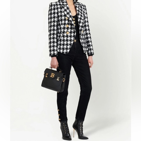 Balmain Black Pants Jeans with Gold Buttons